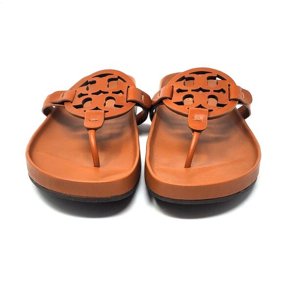 Tory Burch Miller Cloud Thong Sandals Calf Leather Aged Camello Brown Size 7 - Picture 5 of 11